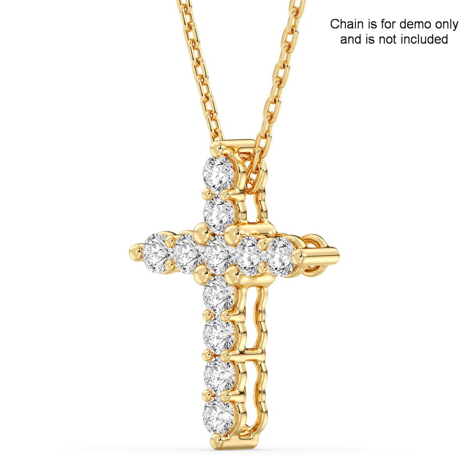 2.05 Carat Yellow Gold Lab Grown Diamond Cross Pendant 9K