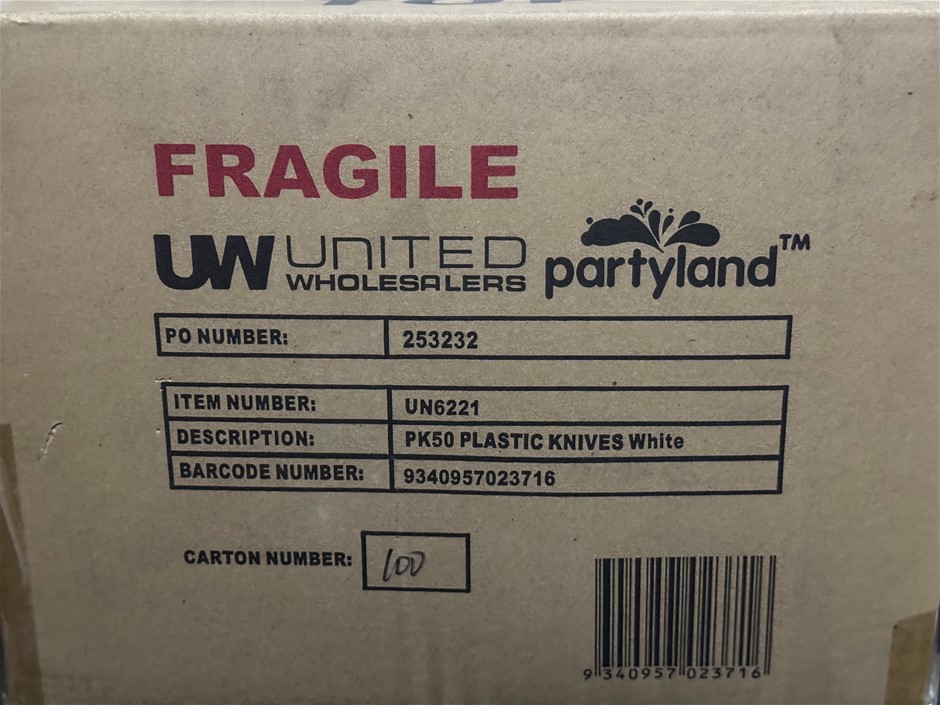 2 BOXES OF 36 50pc Partyland Food Safe/BPA Free Plastic Knive/Knife/Cutlery