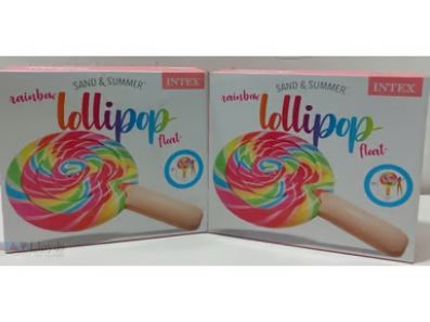2 Intex Rainbow Lollipop Float vibrant, swirl reminiscent giant candy.