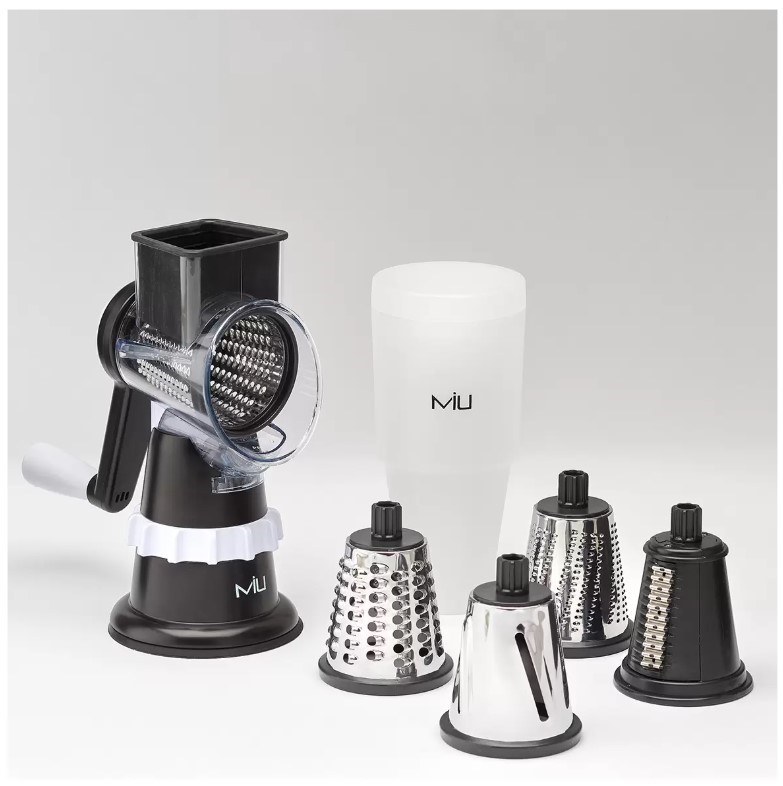 MIU Rotary Food Grater With 5 Replaceable Drums. N.B: Cup is missing.