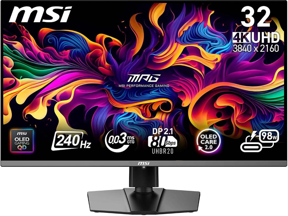 MSI MPG 322URX QD-OLED, 32" Gaming Monitor, 4K UHD 3840x2160, 240Hz. RRP: $