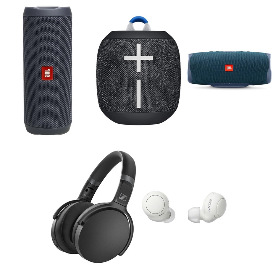 5 x Assorted Audio, RRP: -$1,026, Incl: 1 x JBL Flip Essential 2 Portable B