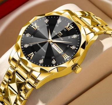 Jewelz Merchants Men’s Gold-Tone Watch – Black Dial Father’s Day