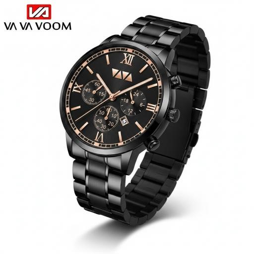 Jewelz Merchants Men’s Black & Rose Gold-Tone Watch – Father’s Day