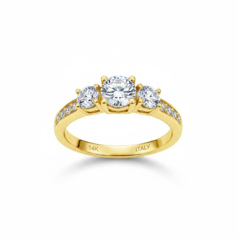 14K/Italy 1.5ctw Yellow Gold Bonded Ring(stamped)Warranty Quality-9US