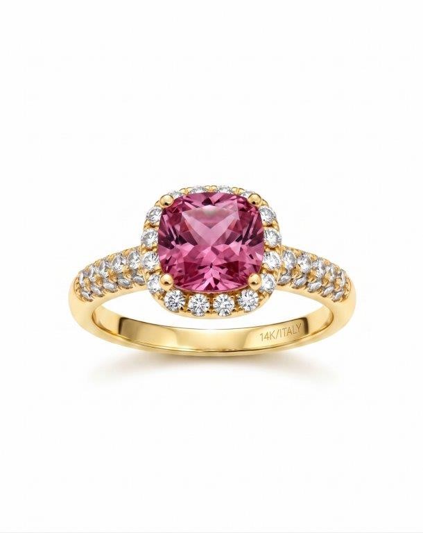 14K/Italy 2.0ct Pink Princess Cut Yellow Gold Bonded Ring Quality-6US