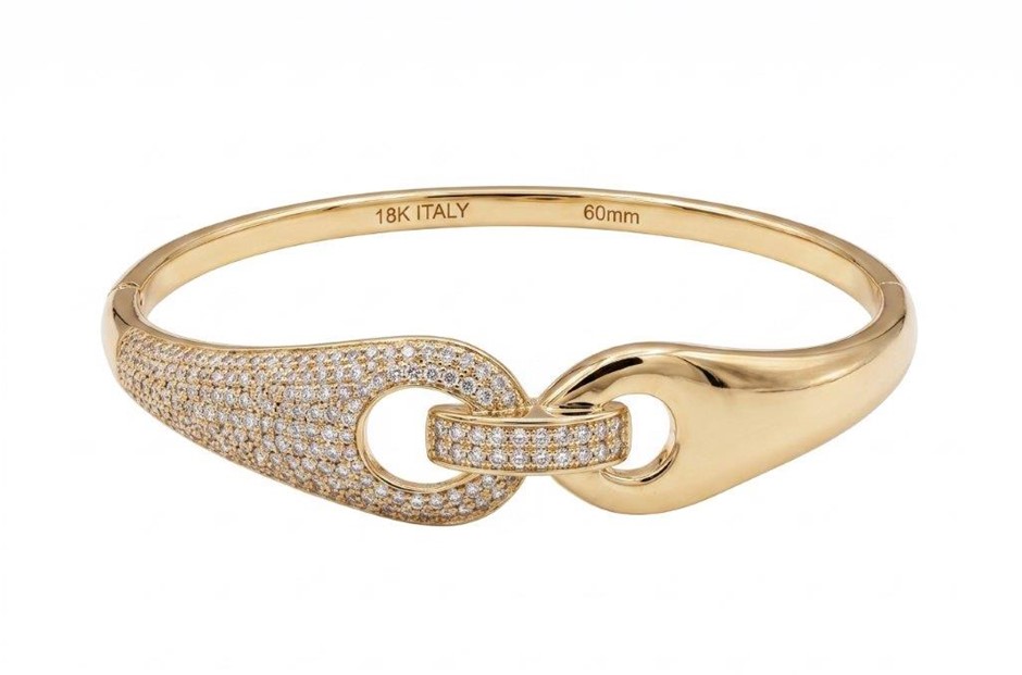 18K/ITALY Yellow Gold Bonded bangle -(stamped 18K/Italy)
