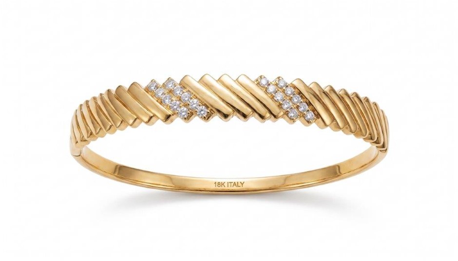18K/ITALY Yellow Gold Bonded bangle -(stamped 18K/ITALY)-Bonus Gift