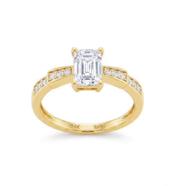 14K/Italy 0.5ct Emerald Cut Yellow Gold Bonded Ring Warranty Quality-6US