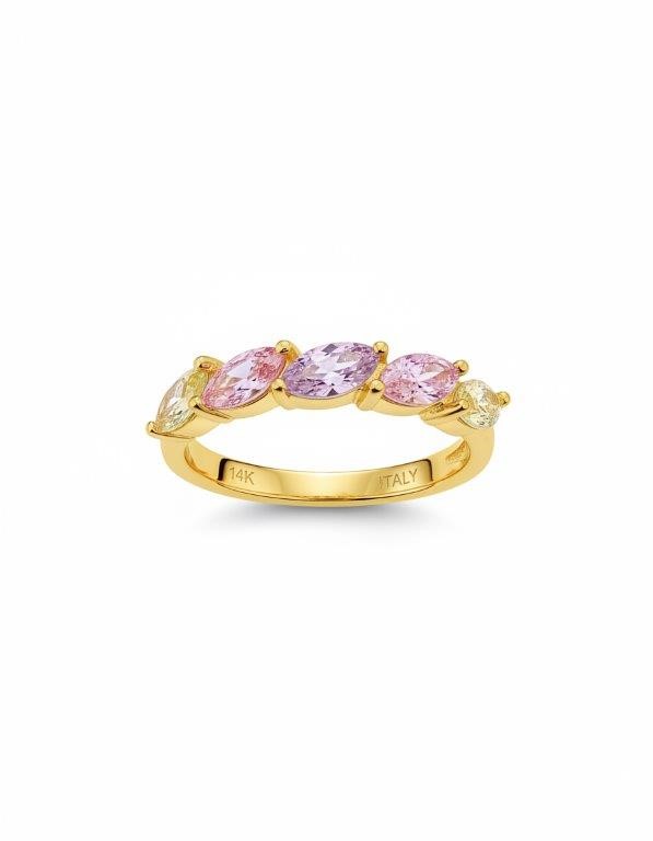 14K/Italy 1.25ctw Oval Cut Yellow Gold Bonded Ring Warranty Quality-6US