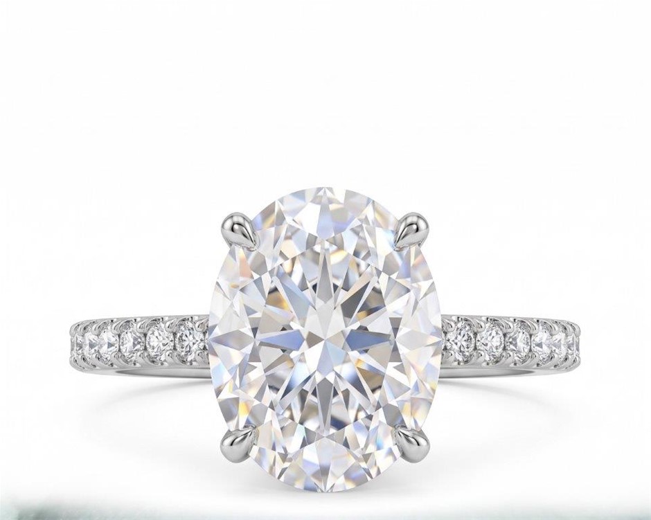 925 Sterling Silver 5.0ct Oval Cut White  Ring  Simulated Diamonds