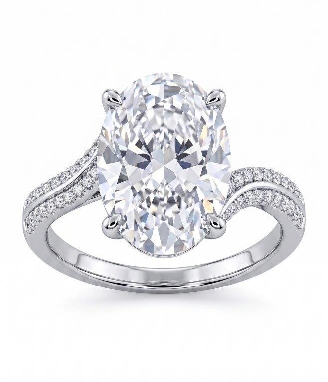 925 Sterling Silver 8.0ct Oval Cut White  Ring  Simulated Diamonds