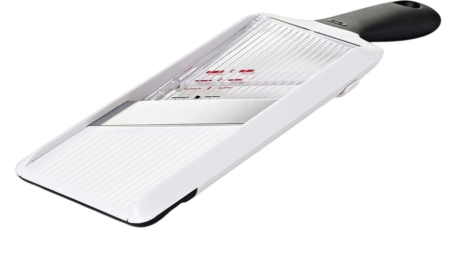 OXO 1119100 Good Grips Hand-Held Mandoline Slicer, White NB: no finger guar