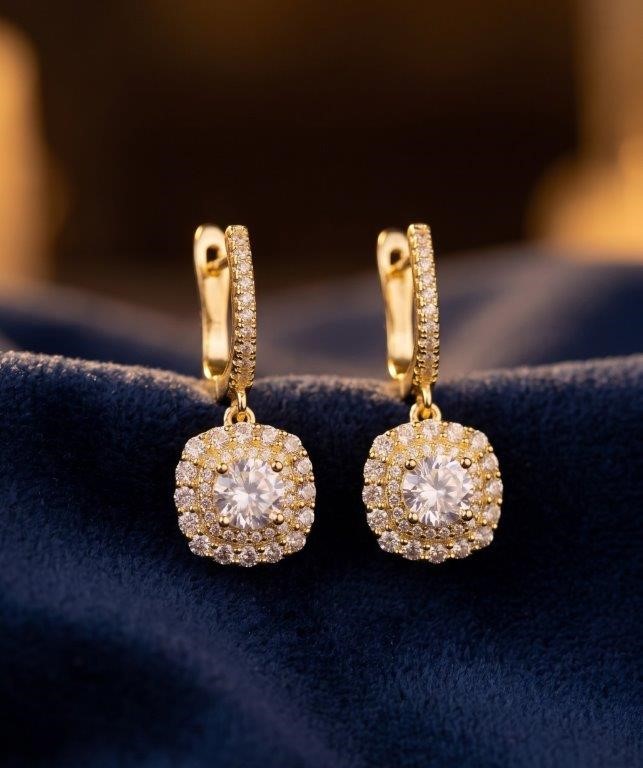 925 Sterling Silver White Brilliant Cut Simulated Diamonds Earring