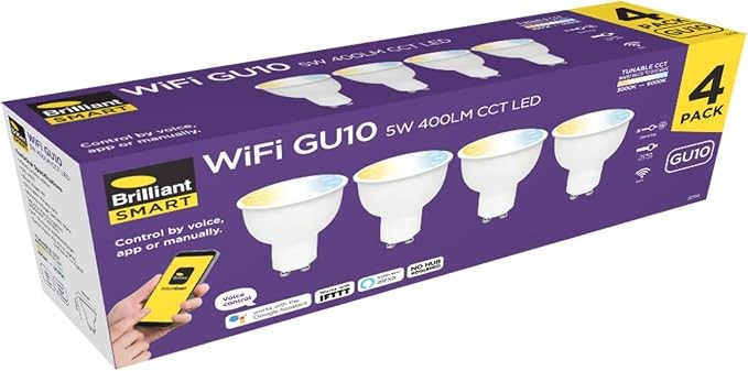 4 x BRILLIANT Smart 5W GU10 CCT LED Spotlight Globe (Pack of 4).