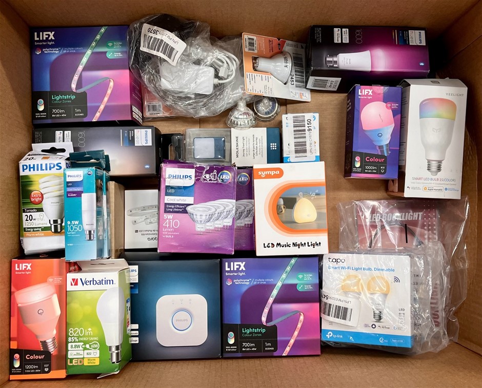 Assorted Smart Lighting Products Including PHILIPS, LIFX, TAPO & More. NB: