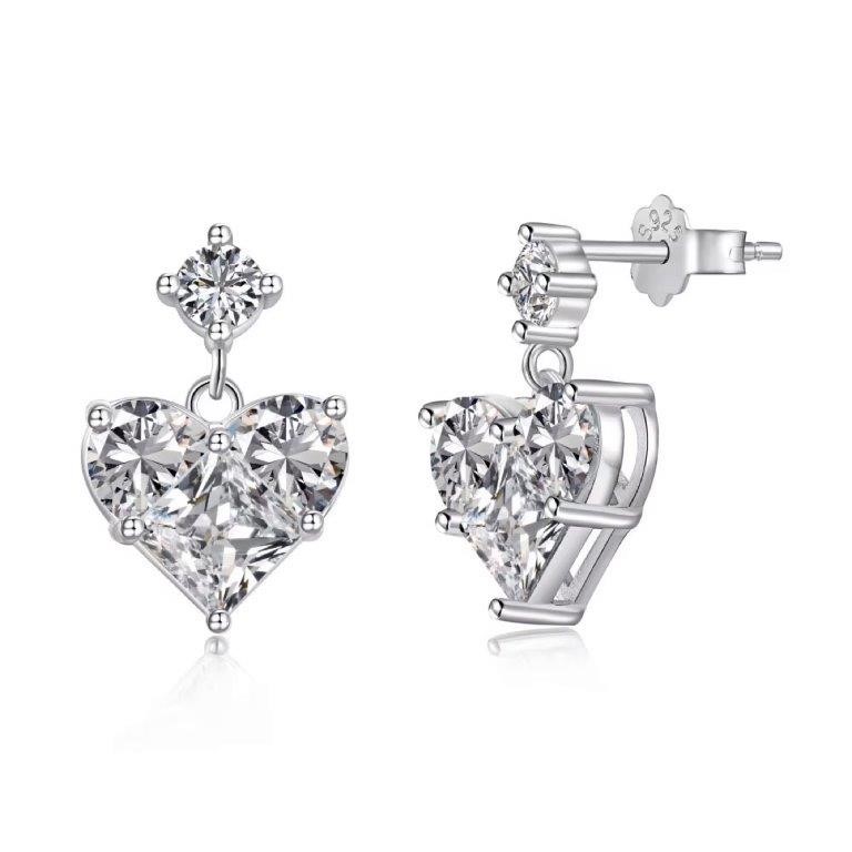 Heart Shape 925 Sterling Silver Cubic Zirconia Earrings