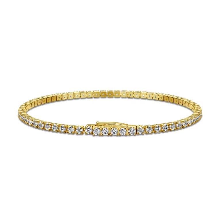 2.5mm Cubic Zirconia 18K Gold Filled 925 Silver Tennis Bracelet-16cm