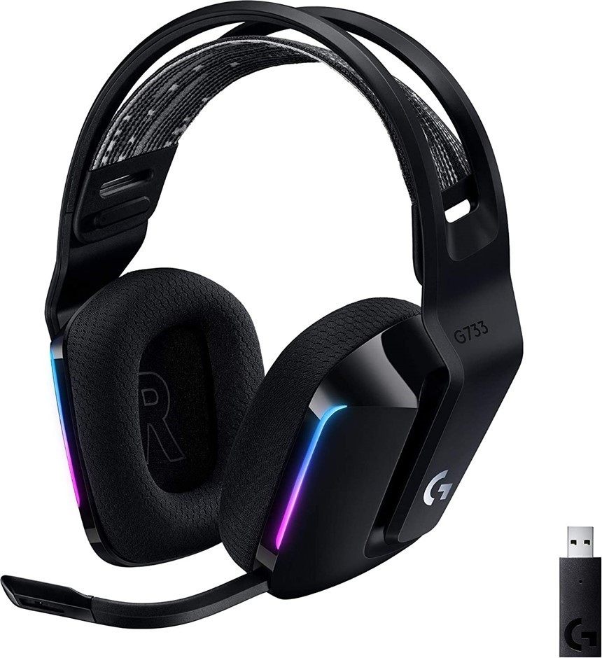 LOGITECH G G733 Lightspeed Wireless RGB Gaming Headset, Black. NB: Used, No