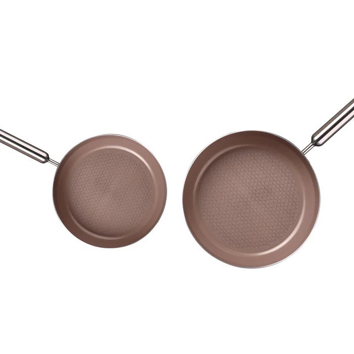 NEOFLAM 2pc Stainless Steel Frypan & Wok Set. NB: Used.