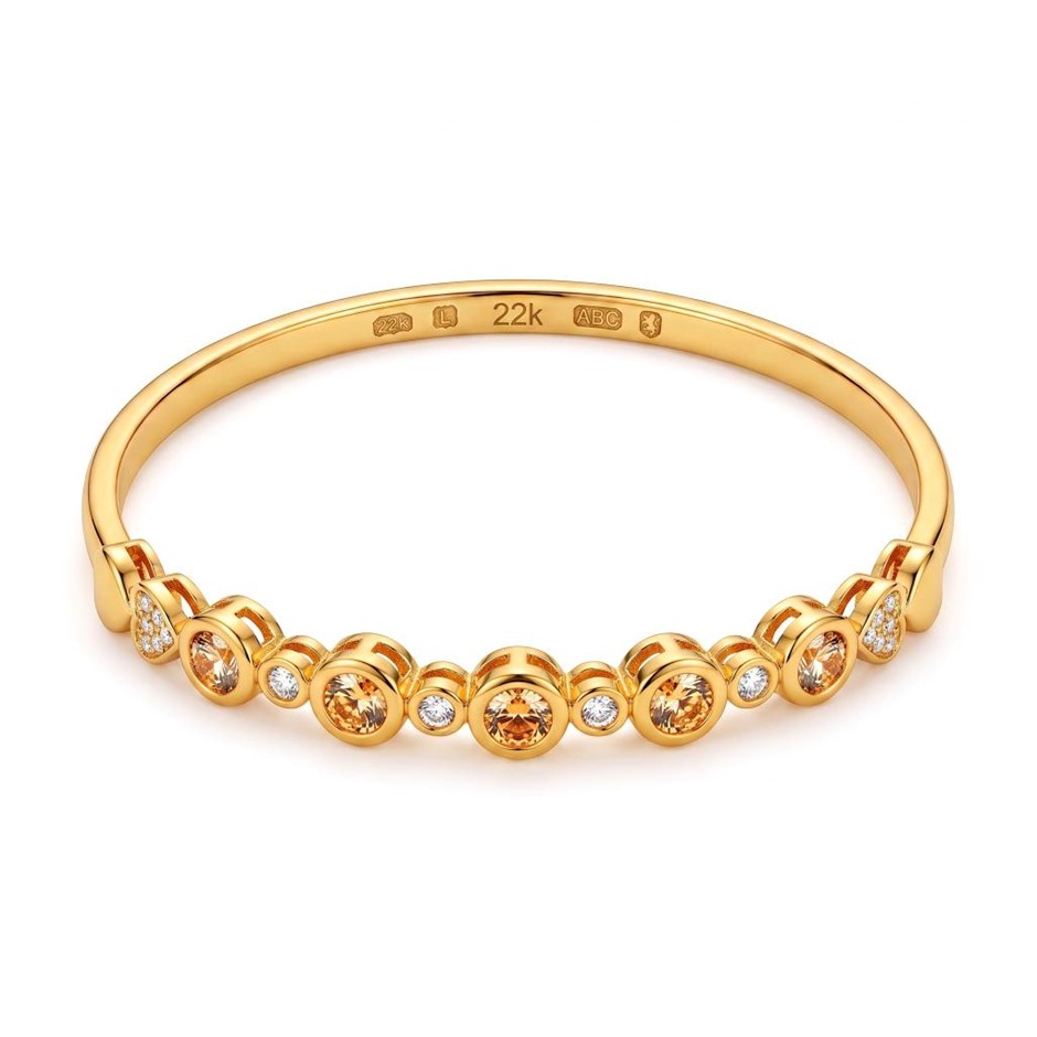 22k Stamped Yellow Gold Bonded Bangle-60mm