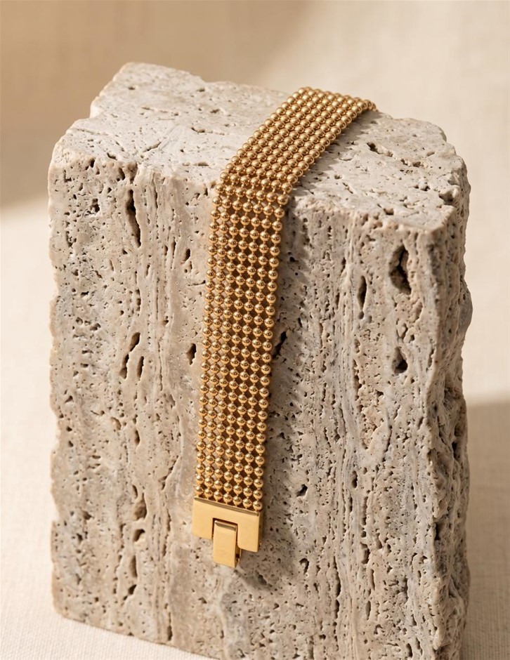 18k/Italy Stamped Yellow Gold Bonded Bracelet -17.5cm -14mm