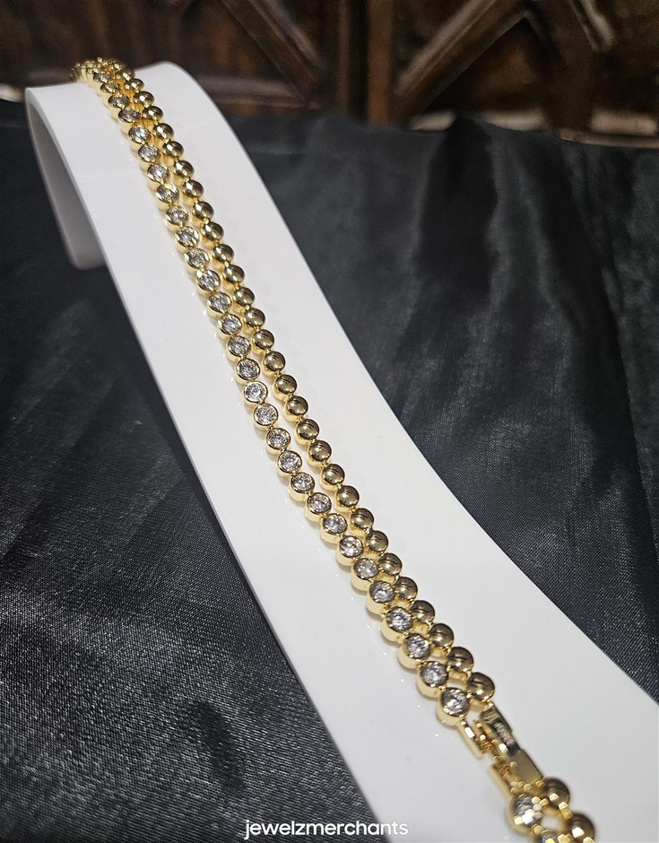 18k/Italy Stamped Yellow Gold Bonded Bracelet -18.5cm