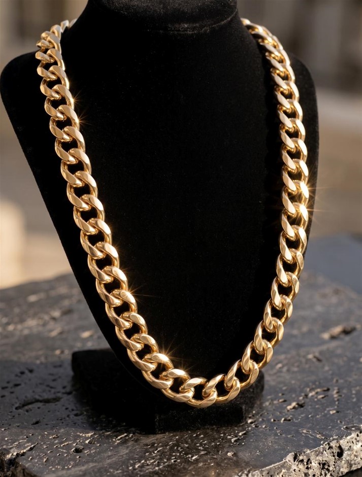 18K/Italy Stamped Rose Gold Filled Cuban Chain -60MM-8mm