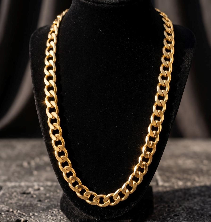18k Italy Stamped Yellow Gold Bonded Cuban Chain-Quality Guarantee-60cm