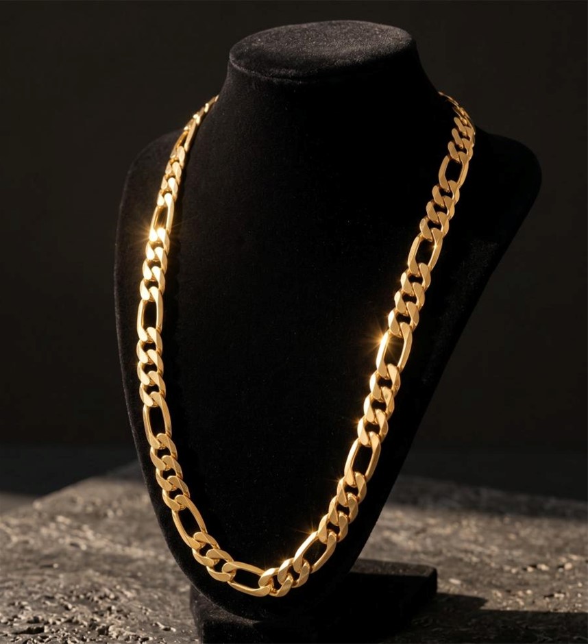 18k Italy Stamped Yellow Gold Bonded Figaro Chain-Quality Guarantee-50cm