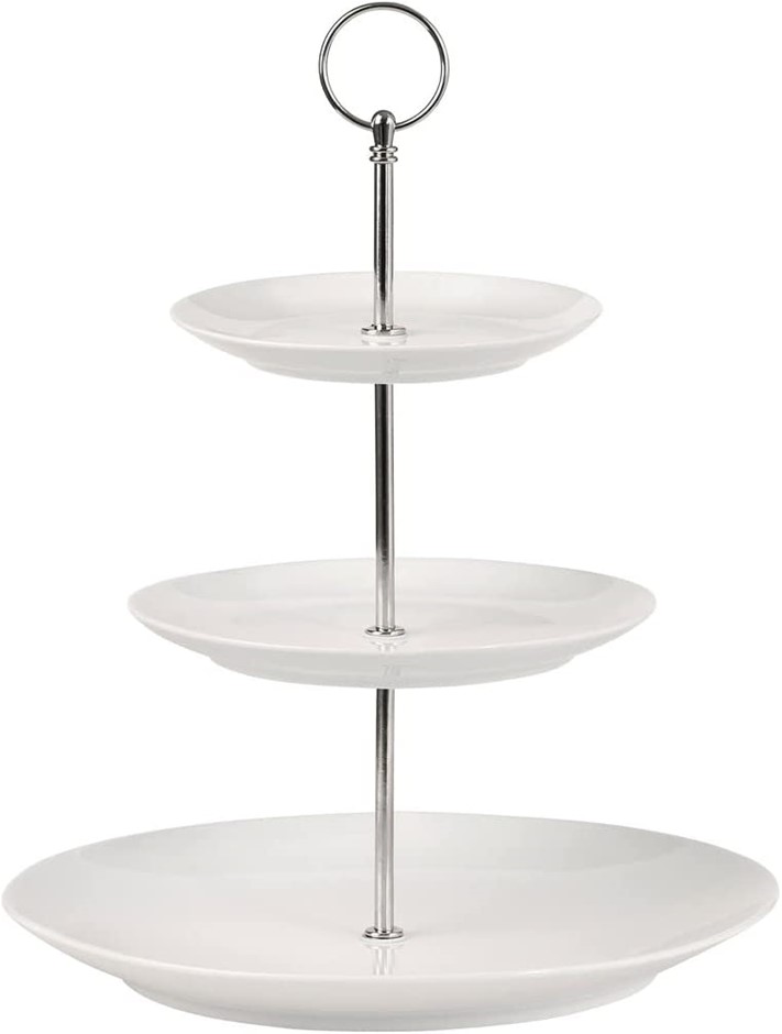 MAXWELL & WILLIAMS White Basics 3 Tiered Cake Stand. NB: Large dish with mi