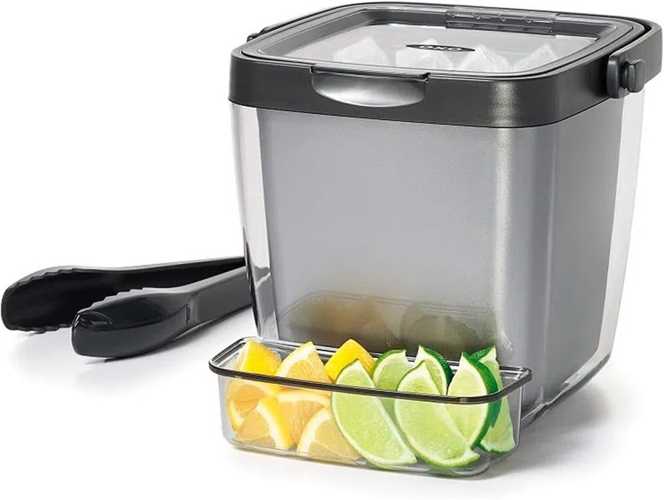 OXO Good Grips Double Wall Ice Bucket with Tongs and Garnish Tray 18.5 x 19