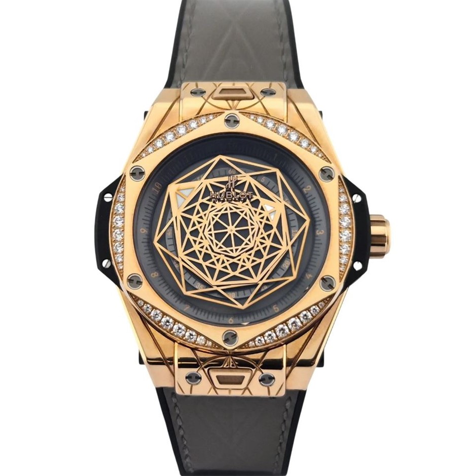 HUBLOT BIG BANG ONE CLICK SANG BLEU KING GOLD GREY DIAMONDS 39MM 18K BXPCOA