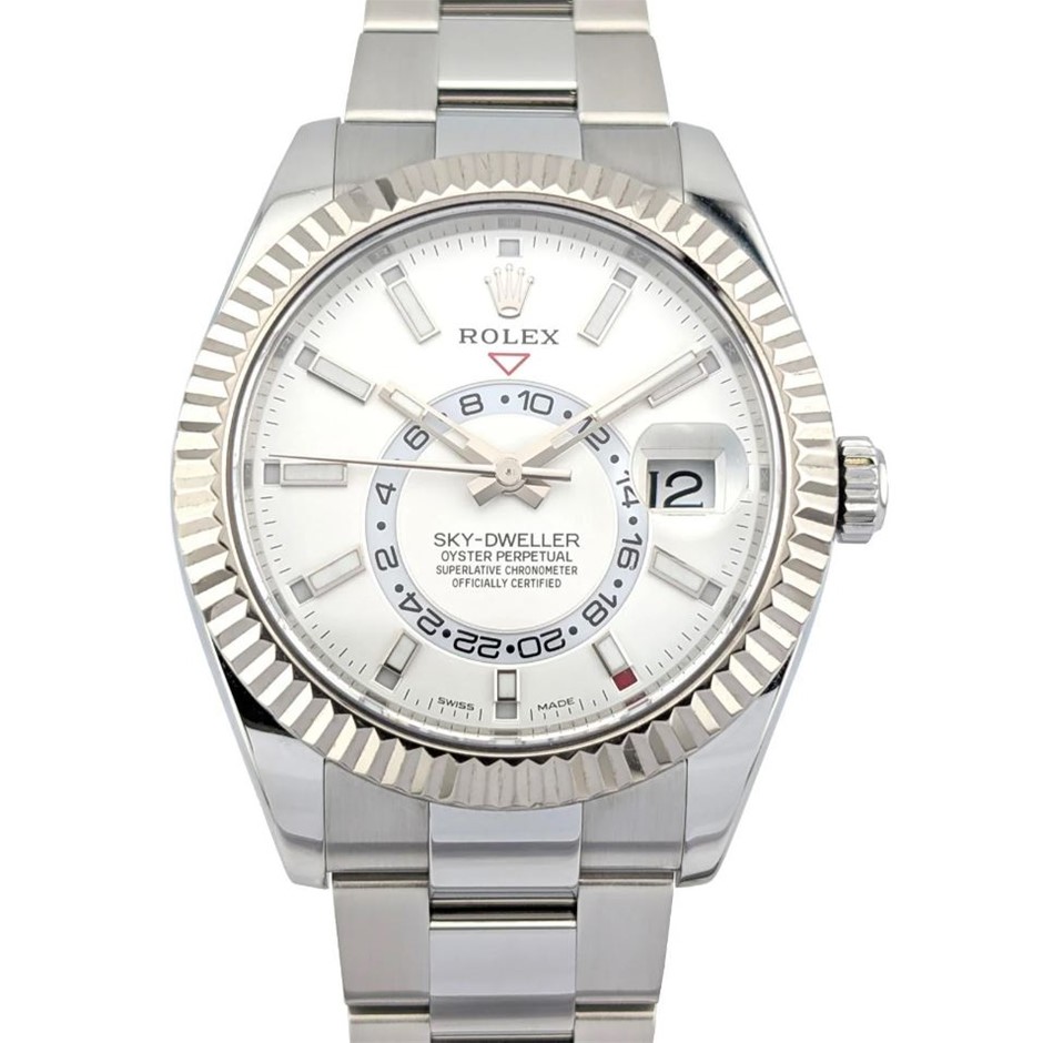 ROLEX SKY-DWELLER AUTOMATIC 42MM WHITE ROLESOR 326934 BXP COA