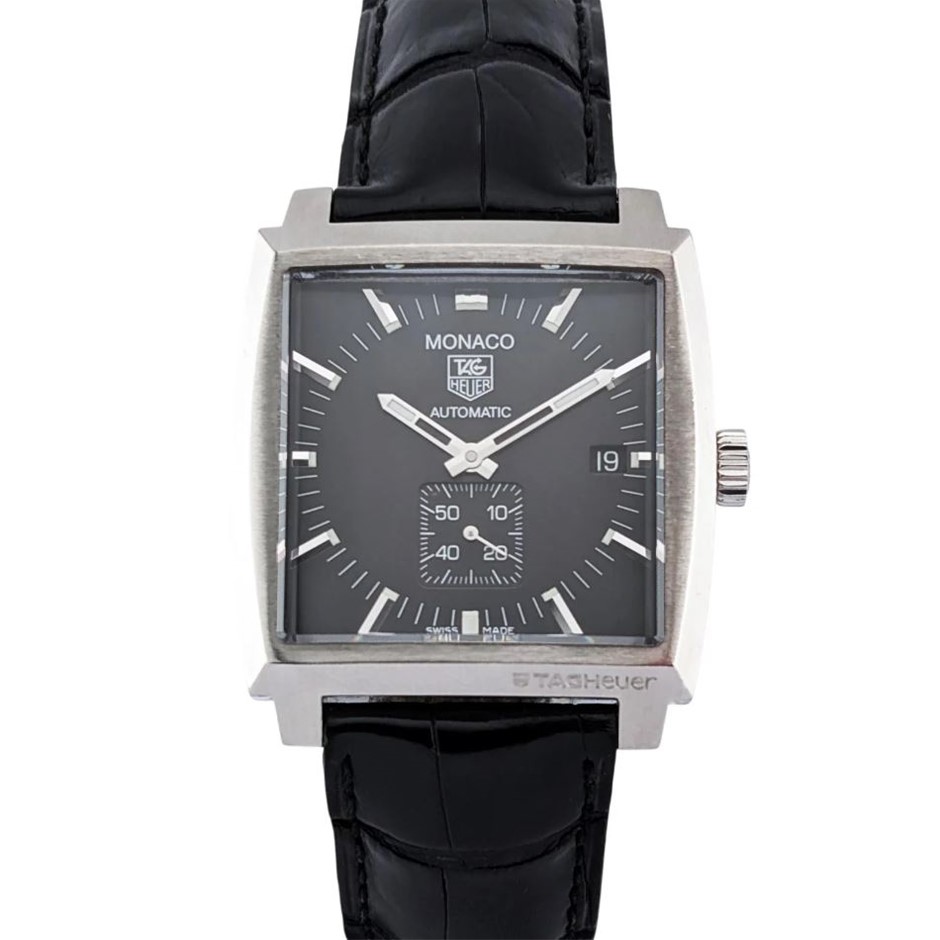TAG HEUER MONACO CALIBRE 6 AUTOMATIC 37MM STAINLESS STEEL WW2110 BXO COA