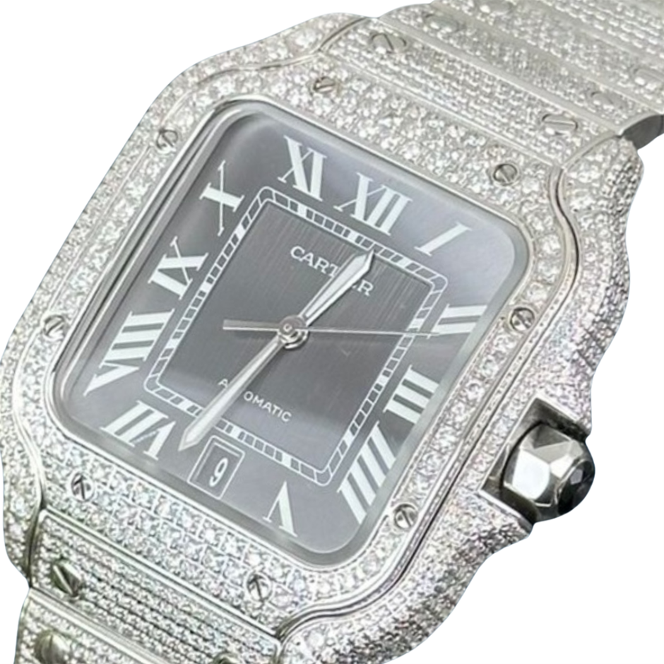 CARTIER SANTOS DE CARTIER LARGE 39.8MM SLATE DIAL STAINLESS STEEL BXP COA
