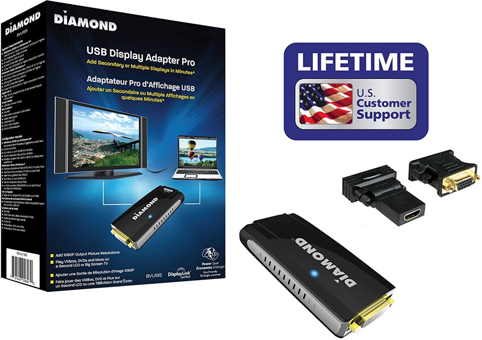 DIAMOND MULTIMEDIA BVU195 HD USB 2.0 to VGA/DVI/HDMI Adapter. Buyers Note