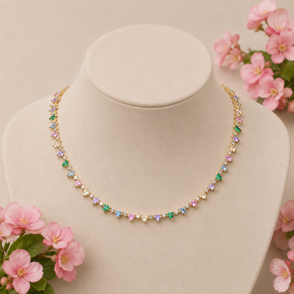 Dainty AAA+ Cubic Zirconia Multicolor Necklace