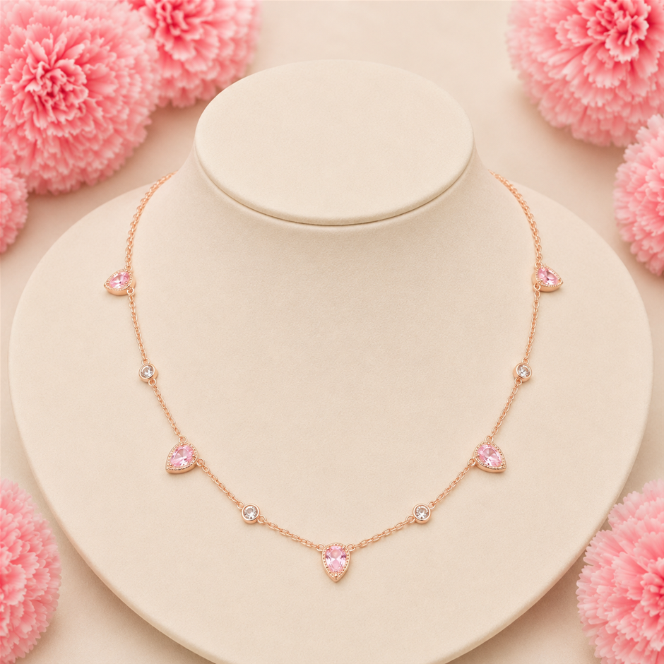 Delicate Tear Drop AAA+ Cubic Zirconia Chain Necklace
