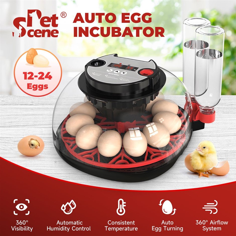 12-24 Egg Digital Incubator Automatic Turner with Candler