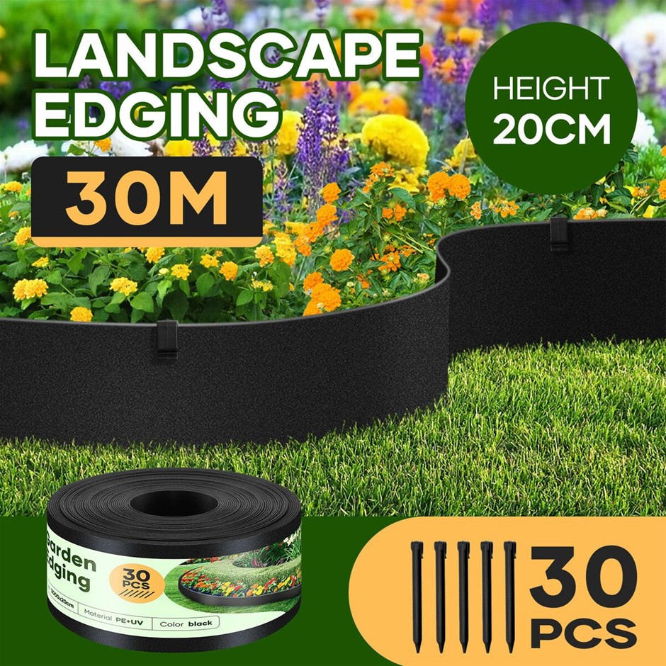 30m x 20cm Flexible Garden Bed Edging Lawn Border UV Resistant