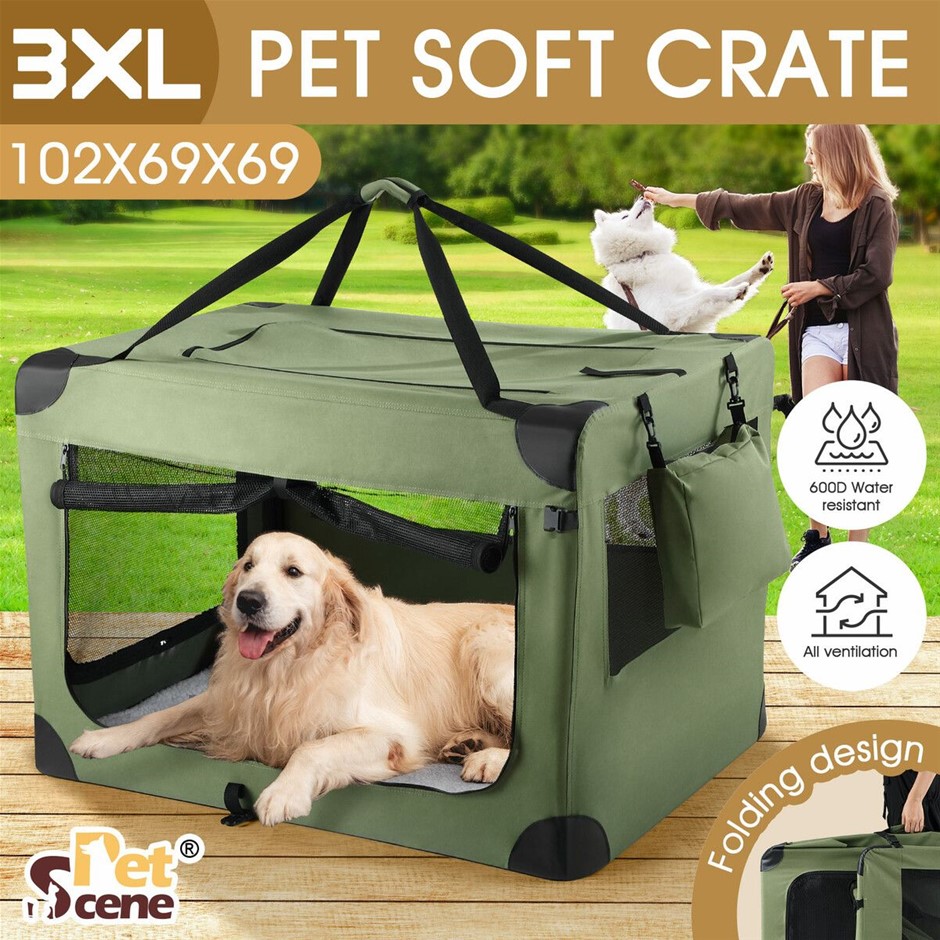 3XL Soft Dog Crate Foldable Portable Pet Carrier Travel Bag Green