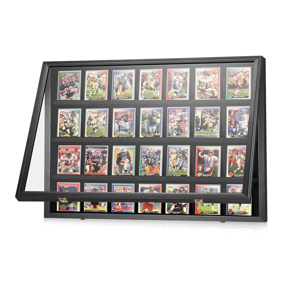 Sports Card Display Cabinet UV Graded Wall Mounted Lockable Horizontal