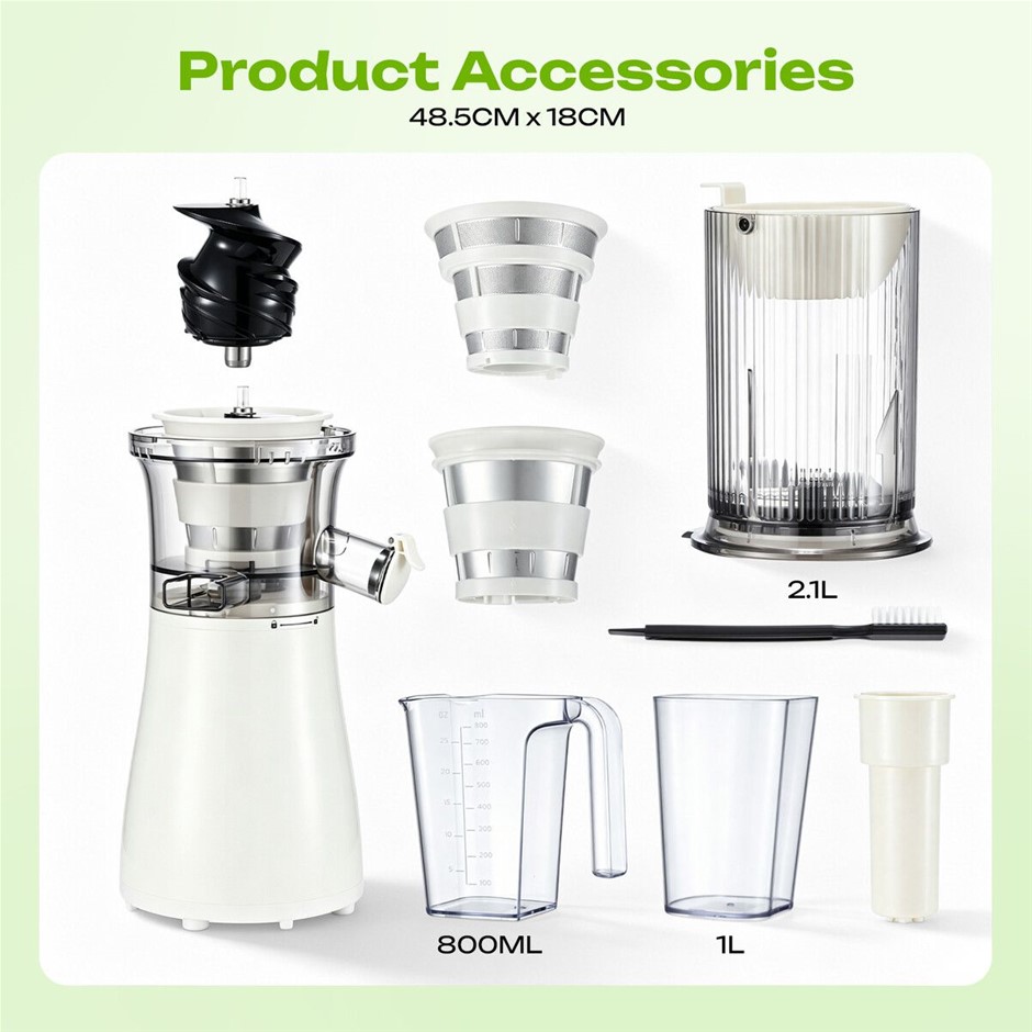 200W Cold Press Slow Juicer Machine Large Feed Chute Easy Clean