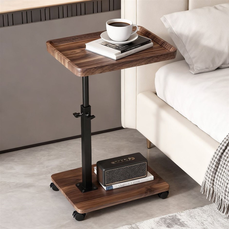Mobile C-Shaped Side Desk Laptop Table Height Adjustable Overbed