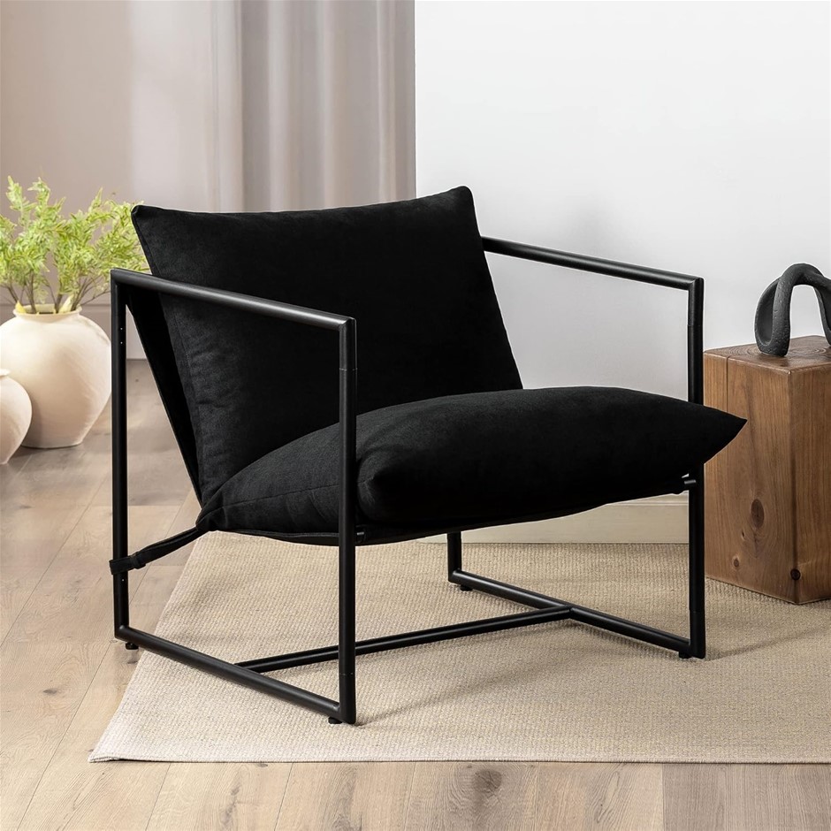 ZINUS Aidan Sling Accent Chair/Metal Framed Armchair with Shredded Foam Cus