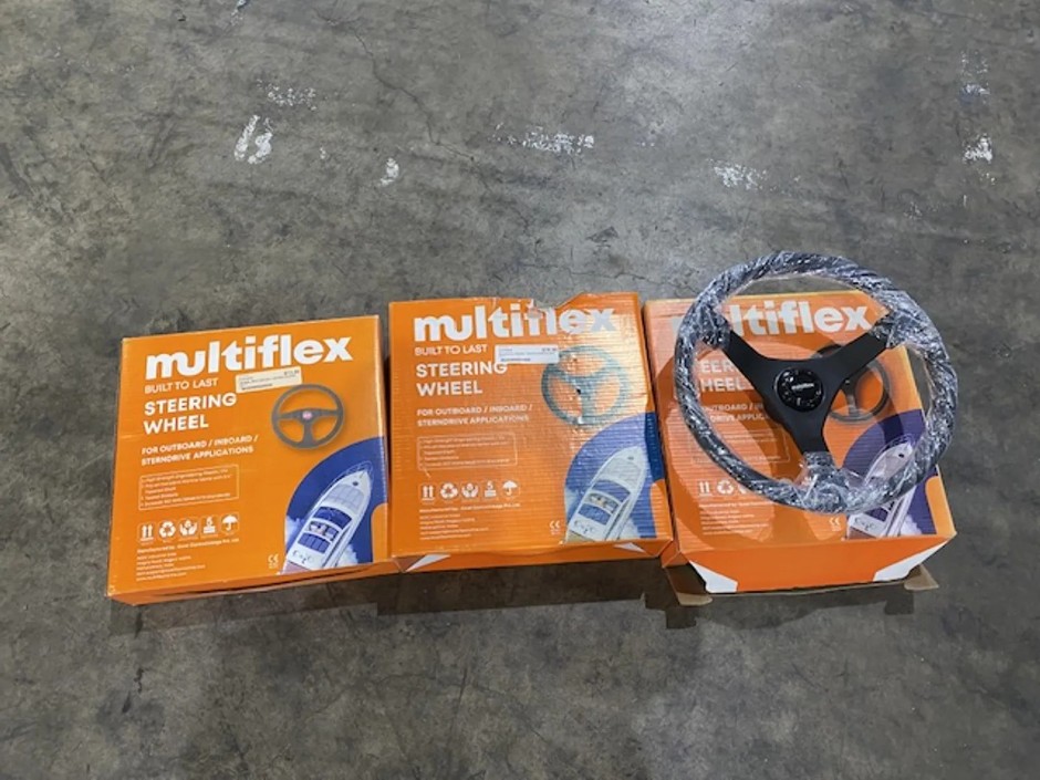 <p>Quantity Of Multiflex Boat Steering Wheels, x 3</p>
