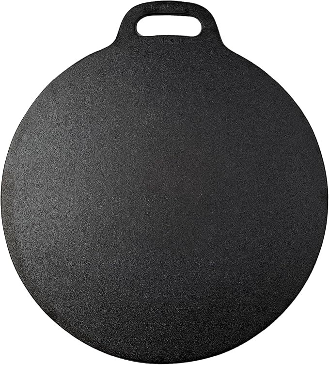 VICTORIA 12-Inch Cast-Iron Tawa Dosa Pan, Pizza Pan with a Loop Handle, Cre
