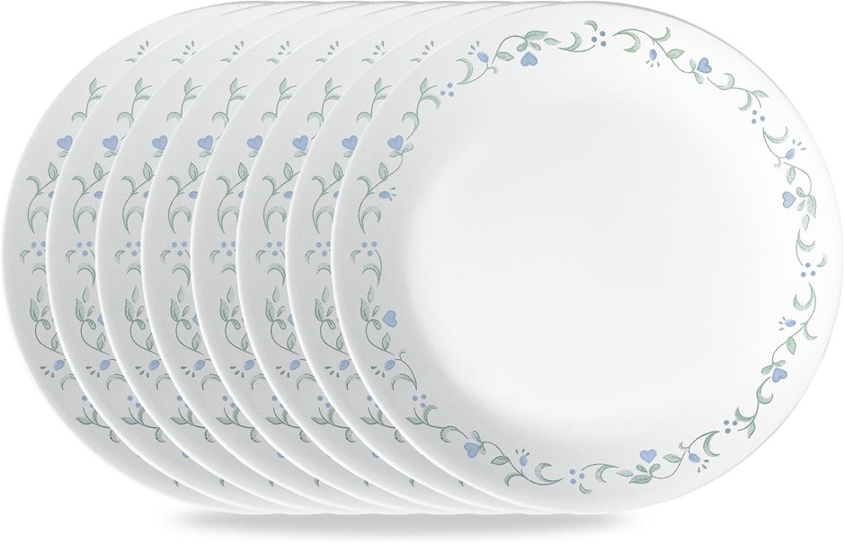 Corelle Vitrelle 8-Piece Appetizer Plates Set, Triple Layer Glass and Chip