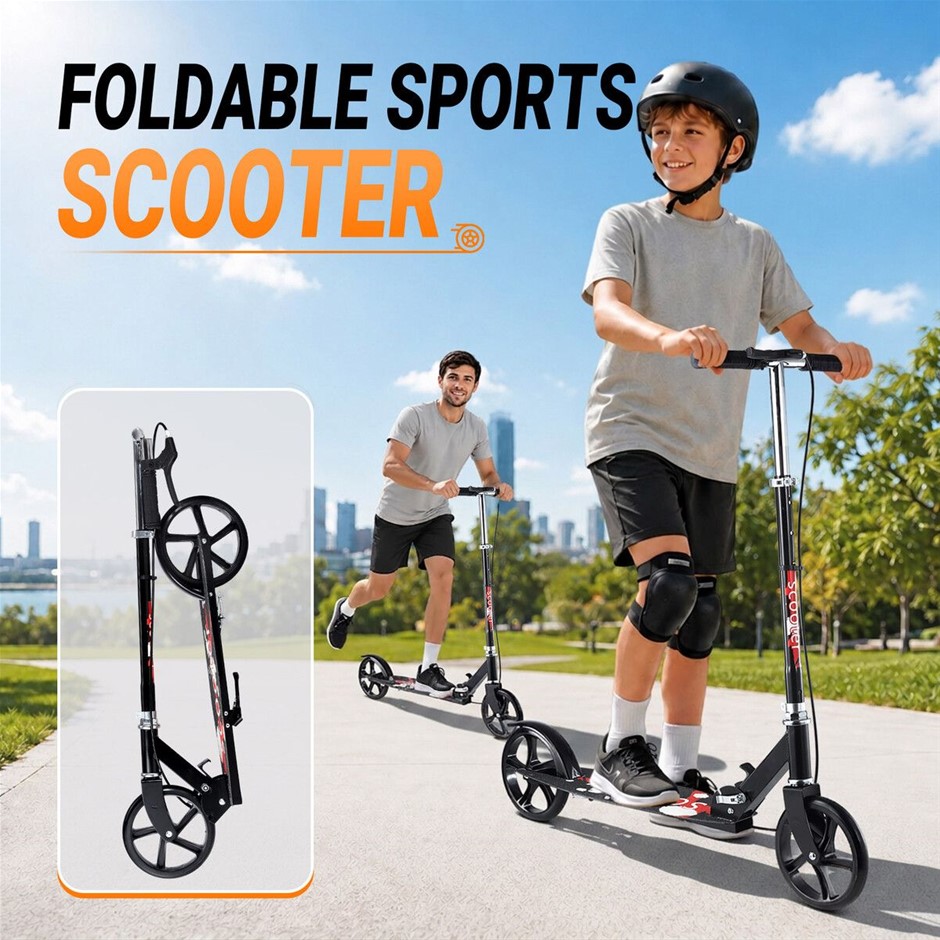 Foldable Kick Scooter Adult & Kids 20cm Wheels Height Adjustable 6Y+ 100kg